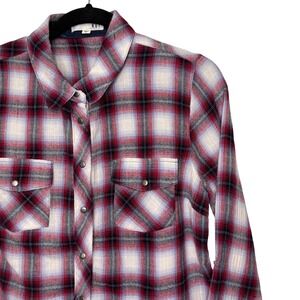 KUT From The Kloth Women's Plaid Metal Snap Shirt Long Sleeve Western MP